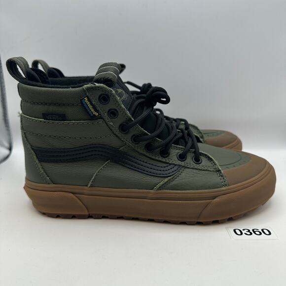 VANS Men\'s 7.5 MTE Sk8 Hi Military Green/Gum Outsole Primaloft